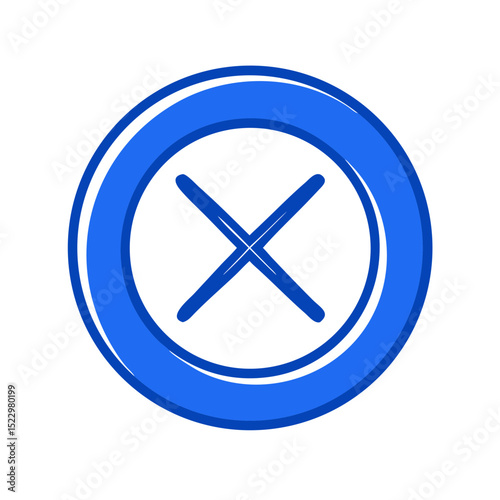Blue X icon in glossy 3D-style button
