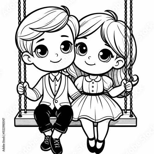 Couple sitting on swing 