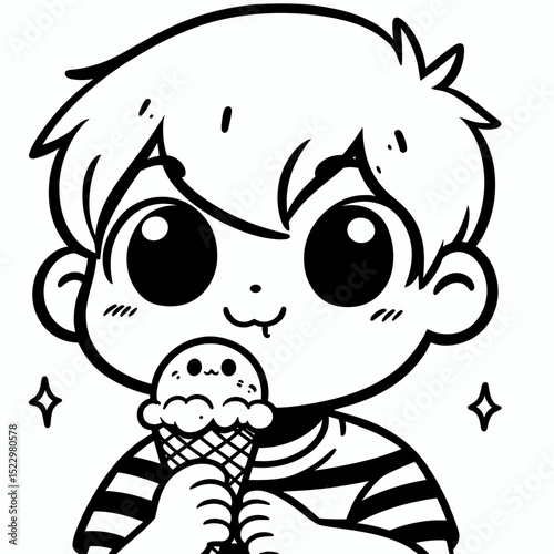 Boy eating ice cream 