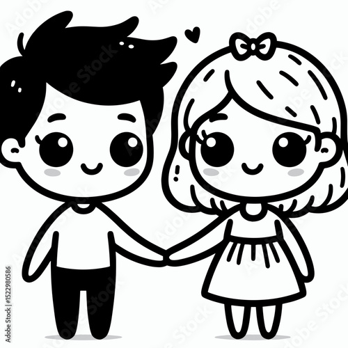 Cute couple holding hands black and white