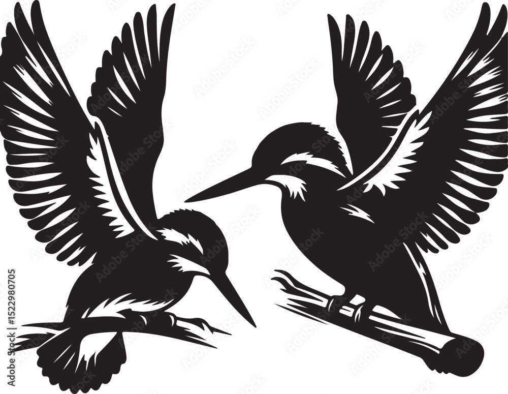 Obraz premium Kingfisher black vector