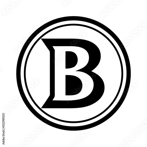 Bold capital letter B in black round icon