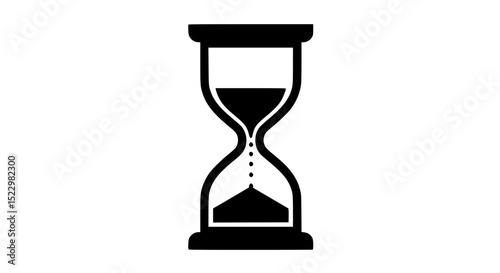 A black and white sand clock with a white background