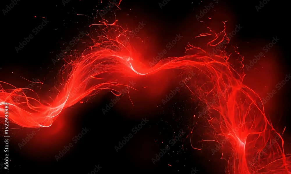 Abstract red energy effect on black background.