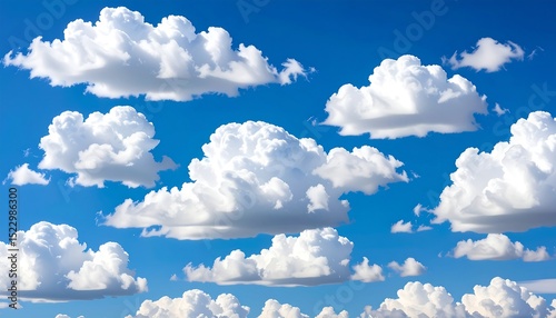 Cumulus clouds in a vibrant blue sky