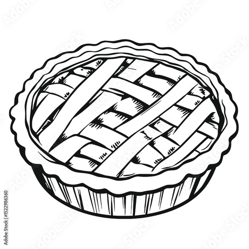 Classic pie illustration with lattice top for baking enthusiasts, dessert advertising, and seasonal celebrations