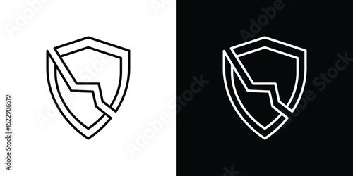 Broken shield icon Graphic vector set for ui design