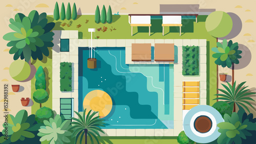 Luxury Outdoor Pool Design with Relaxing Seating Area