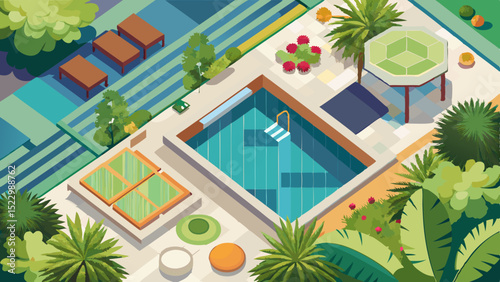 Luxury Outdoor Pool Design with Relaxing Seating Area