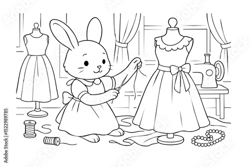 Hand Draw Cute Animal, Kawaii, Page Coloring For Kids, Mermaid, Sea, Forest, Coloring Book Illustrations
