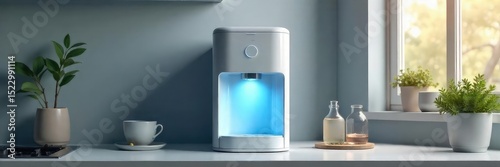 Wallpaper Mural A modern, sleek water cooler dispenses refreshing chilled water, perfect for office or home use Its compact design saves space and offers easy access to hydration , gray, white Torontodigital.ca