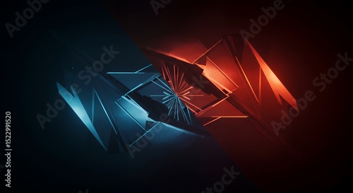 Abstract Geometric Composition with Contrasting Colors and Light Effects