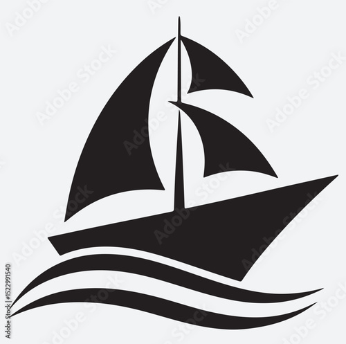 stylized boat and sailing silhouette vector art illustration, yacht silhouette vector illustration