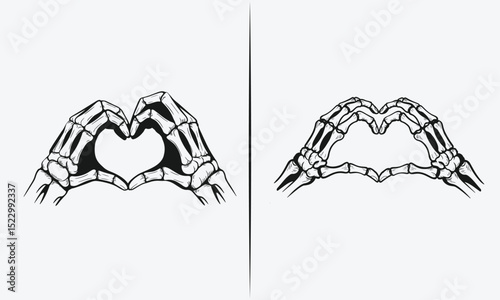 Skeletal Hands Forming Heart Shape – Unique Love and Romance Illustration, Perfect for Valentine’s Day and Romantic Gifts