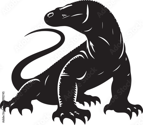 Komodo Dragon black vector