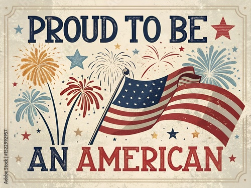 Vintage Retro-style Patriotic 4th of July Poster Featuring American Flags Fireworks Bold Typography and Red White Blue Graphics Perfect for Independence Day Designs and Promotions
