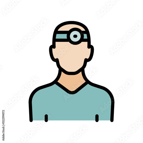 Portrait of ENT doctor color icon. Otolaryngologist simple sign. Specialist treating diseases and pathologies of the ears, nose, throat. Vector illustration.