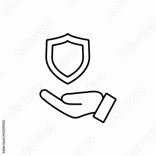 Hand protection shield icon vector sign