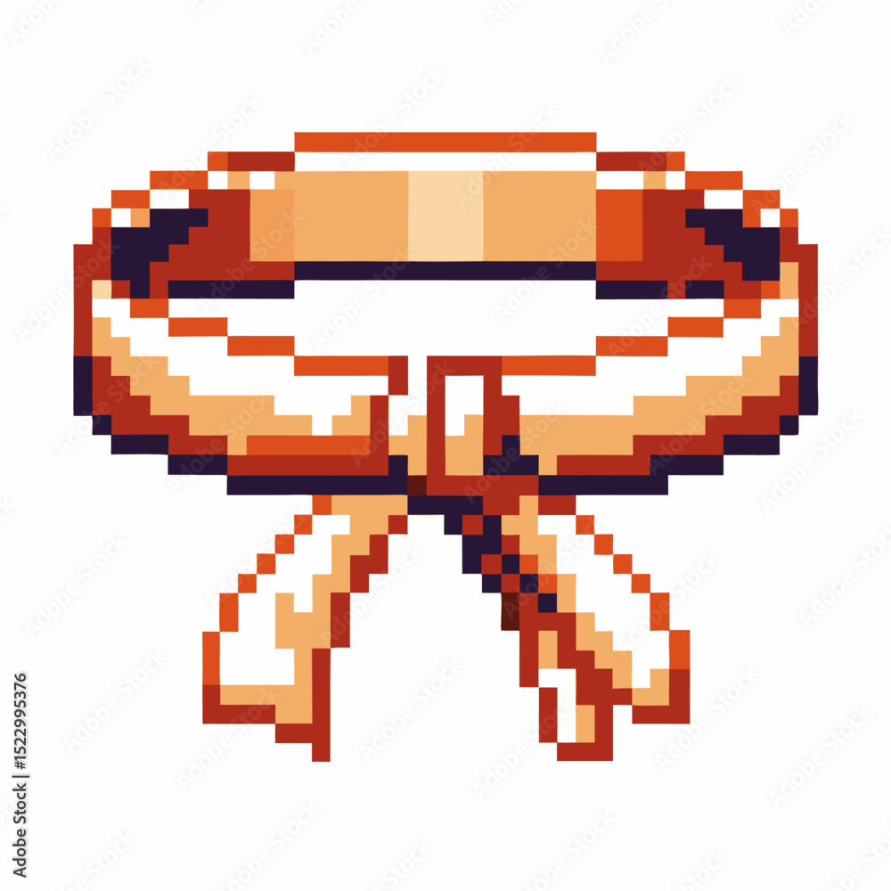 Fototapeta premium Pixel art martial arts orange belt symbolizing achievement and progress in training