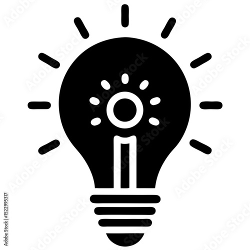 lightbulb glowing with idea icons inside on white 