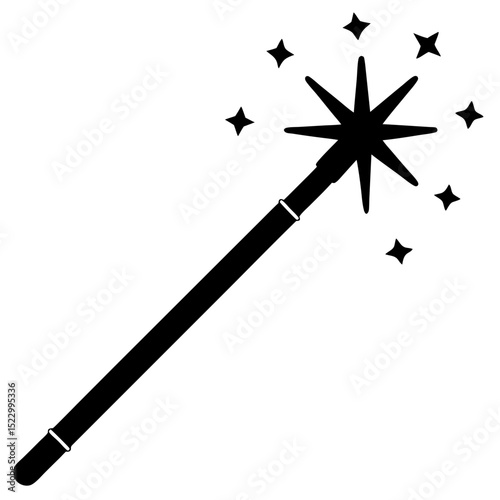 magic wand with sparkles on white background
