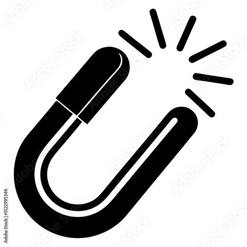 magnet attracting paperclips on white background   
