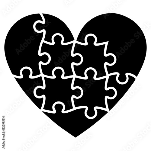 puzzle pieces forming a heart on white background .svg