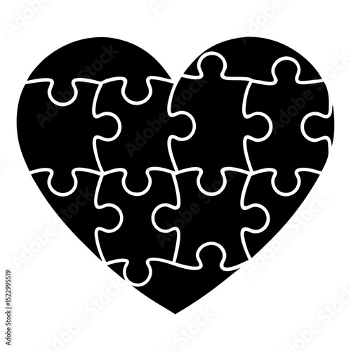 puzzle pieces forming a heart on white background  