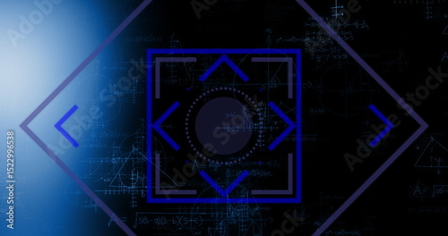 Image of graphical circle and square shapes with brackets scanning over mathematical formulas