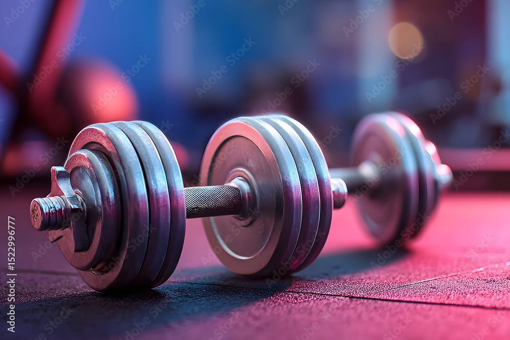 High-Quality Stock Photo of Modern Dumbbells in a Gym Setting High-Quality Stock Photo of Modern Dumbbells in a Gym Setting
