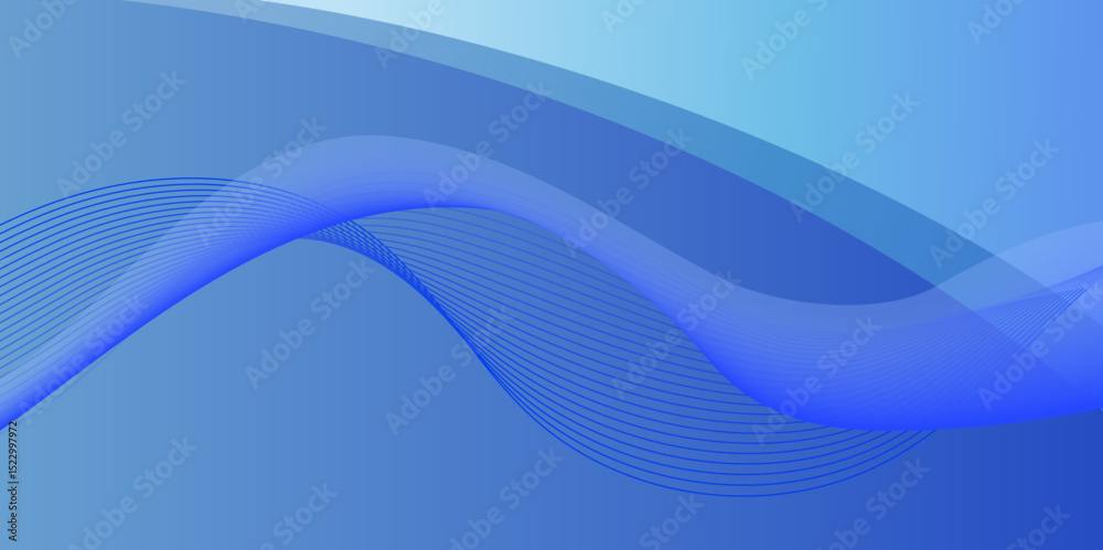 Fototapeta premium Abstract blue wave banner background. Vector illustration.