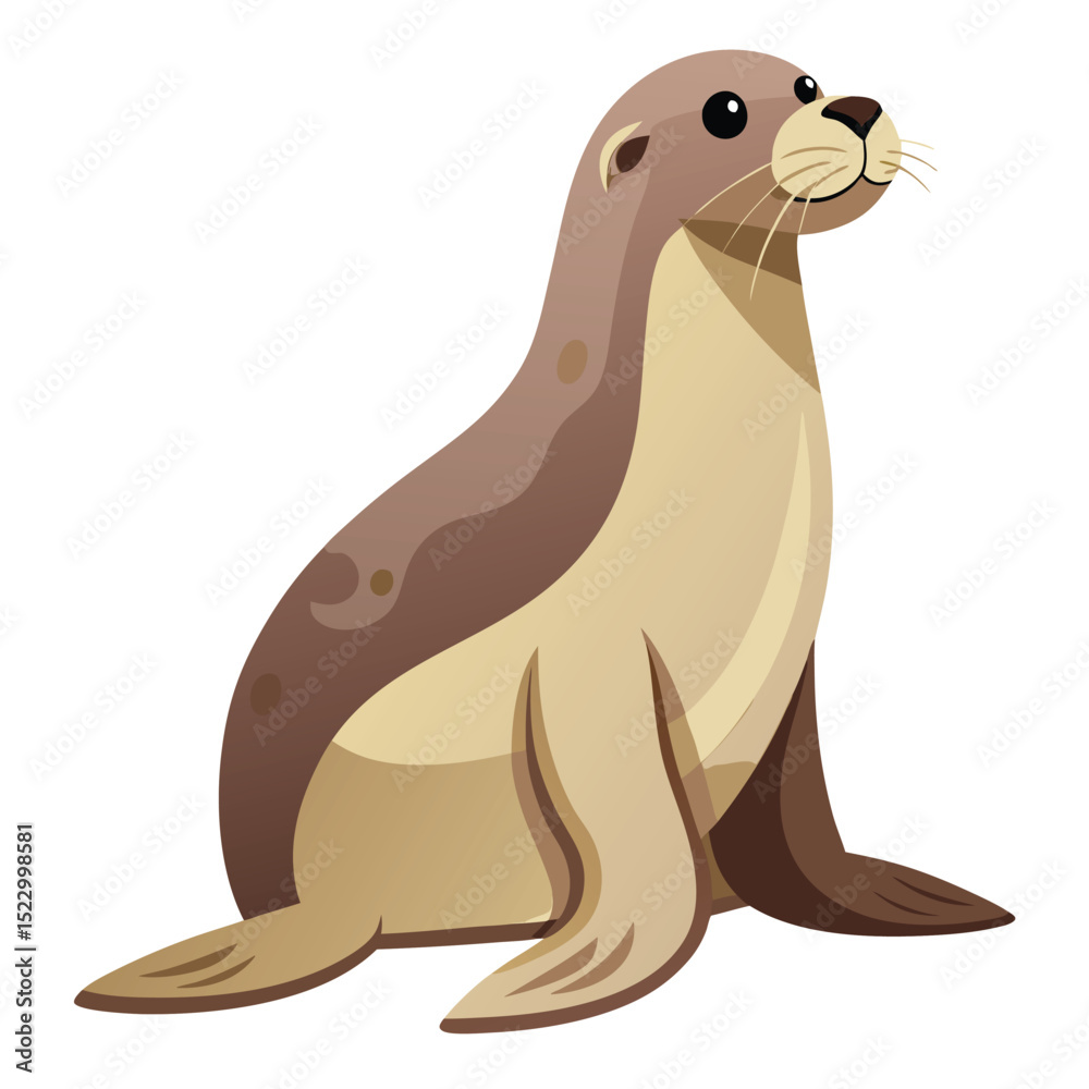 Fototapeta premium Sea Lion Sitting Vector – Minimalist Style