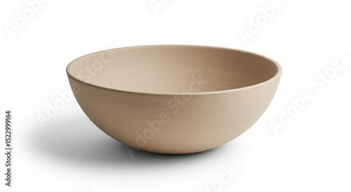 Beige round bowl on white background