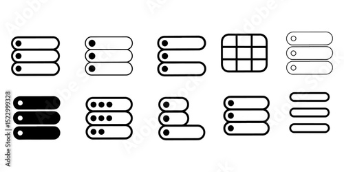 Collection of List Icons Horizontal and Vertical Menu Bar Design Elements for User Interface (UI) and User Experience (UX)