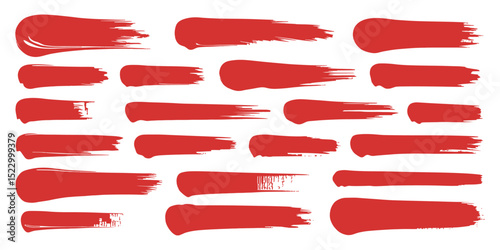 Collection of Red Paint Brush Strokes Versatile Design Elements for Digital Art and Graphic Design Projects