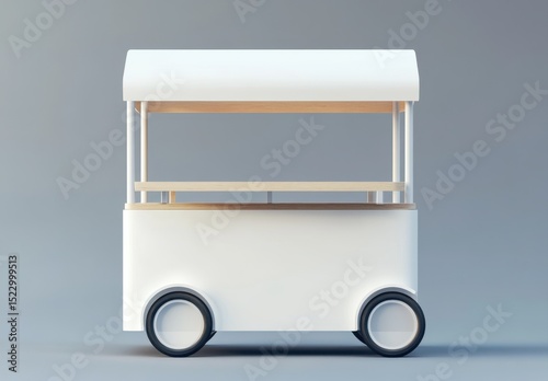 Street food cart white mockup template isolated