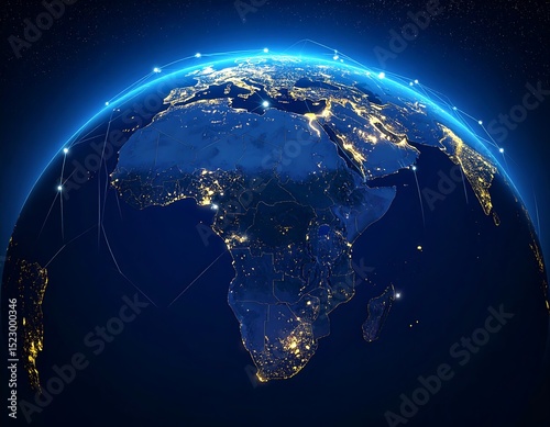 Global network of illuminated cities on Earth