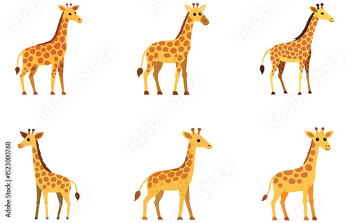 Giraffes Vector Clipart Cute Flat Giraffe Illustrations for Kids, Safari, and Animal-Themed Designs