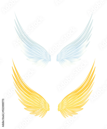 Flying with golden wings isolated on a white. 3D Vector