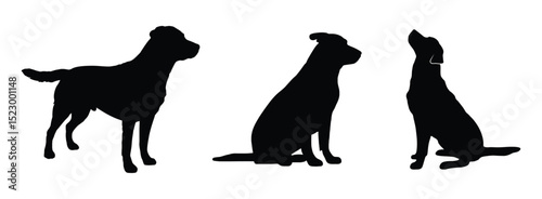 Various Dog Silhouettes - Standing, Sitting, and Looking Up