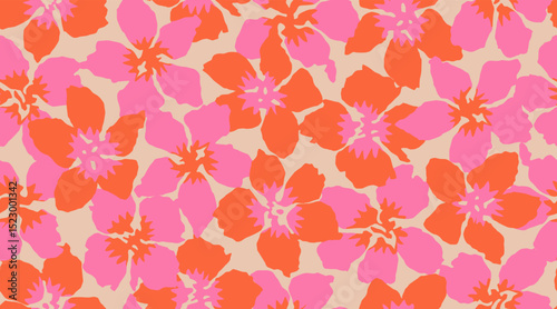Exotic hand drawn flowers, seamless patterns with floral for fabric, textiles, clothing, wrapping paper, cover, banner, home decor, abstract backgrounds.