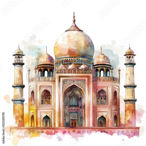Royal Palaces, watercolor clipart vector, high quality, isolated on a white background.