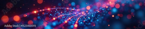 Close-up shot of a glowing fiber optic cable network, representing the digital age and fast information transmission Abstract concept of data flow and connectivity , online, cables