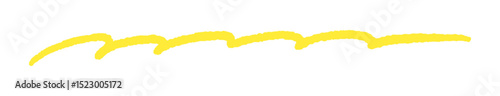 くるくるカールした手書きのラフな黄色い線 - おしゃれな装飾ラインのデザインパーツ素材