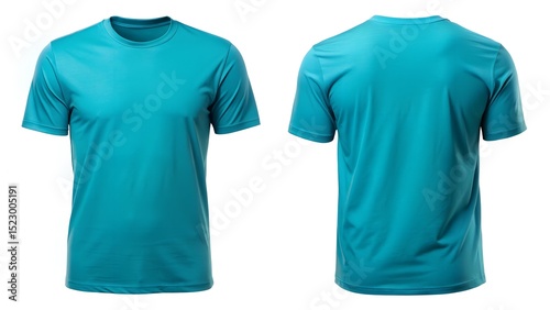 Solid Cyan Half Sleeve T Shirt Both View on White Background