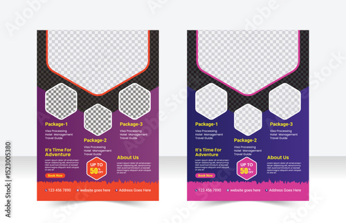 Modern travel agency business flyer template design, abstract & clean travel flyer editable design layout for travel agency.