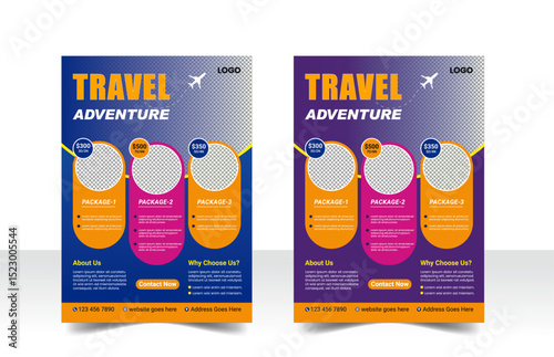 Modern travel agency business flyer template design, abstract & clean travel flyer editable design layout for travel agency.