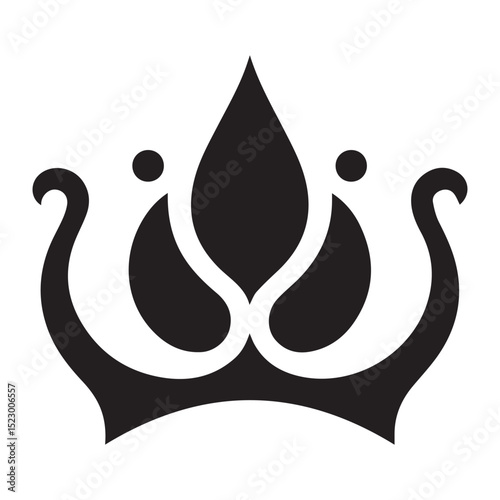 Abstract black crown design element for logo or icon