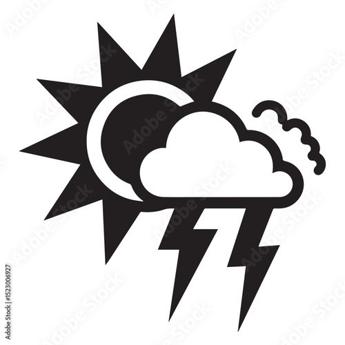 Sun cloud lightning storm weather icon graphic