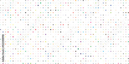 Abstract colorful polka dot pattern on white background featuring randomly arranged dots in various pastel colors ideal for digital designs